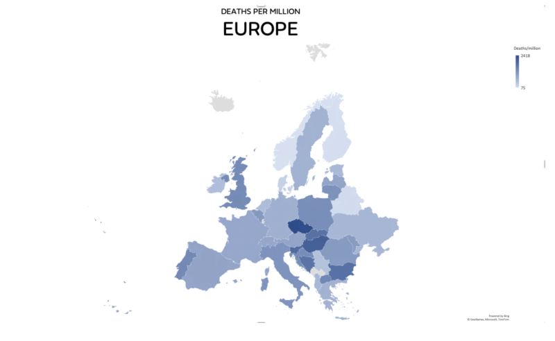 وفيات لكل مليون خريطة أوروبا