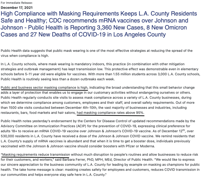 LA County Press Release