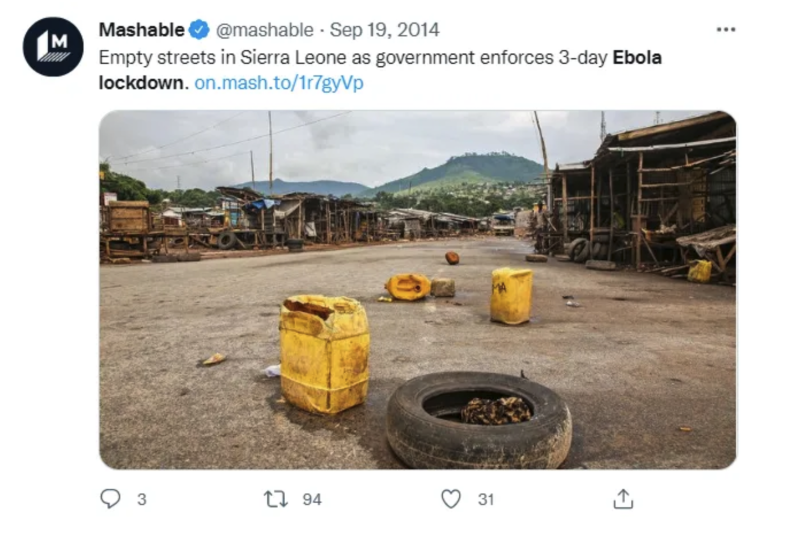 mashable Էբոլա արգելափակում