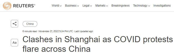 Affrontements à Shanghai en Chine à cause des restrictions covid