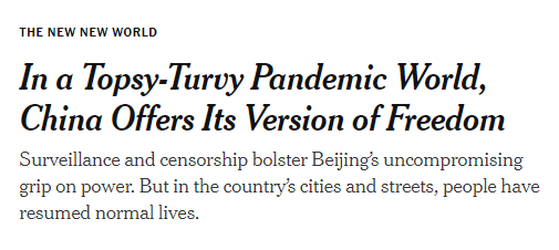 NYT roser Kinas "frihed"
