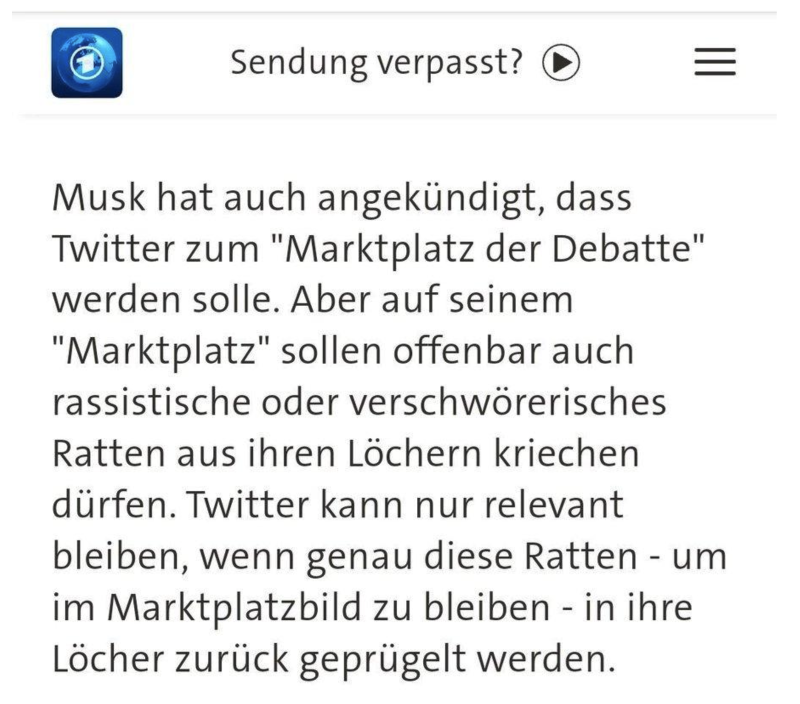 जर्मनी ने सेंसर किए गए ट्विटर लेखकों को "चूहा" कहा