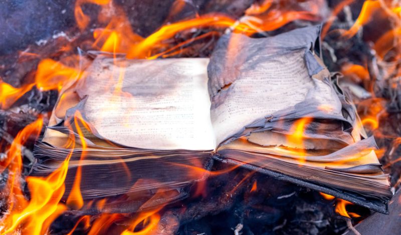 Libro de Desmet quemado