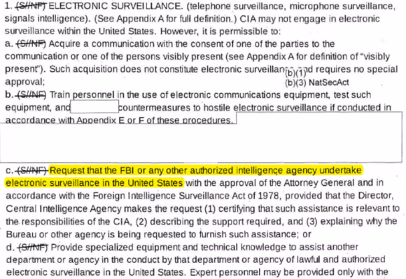 PORȚIE EVIDENȚATĂ: Solicitați ca FBI sau orice altă agenție de informații autorizată să efectueze supraveghere electronică în Statele Unite
